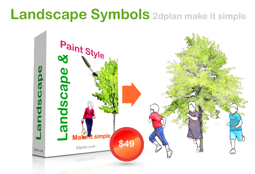 Landscape rendering symbols in painting rendering style