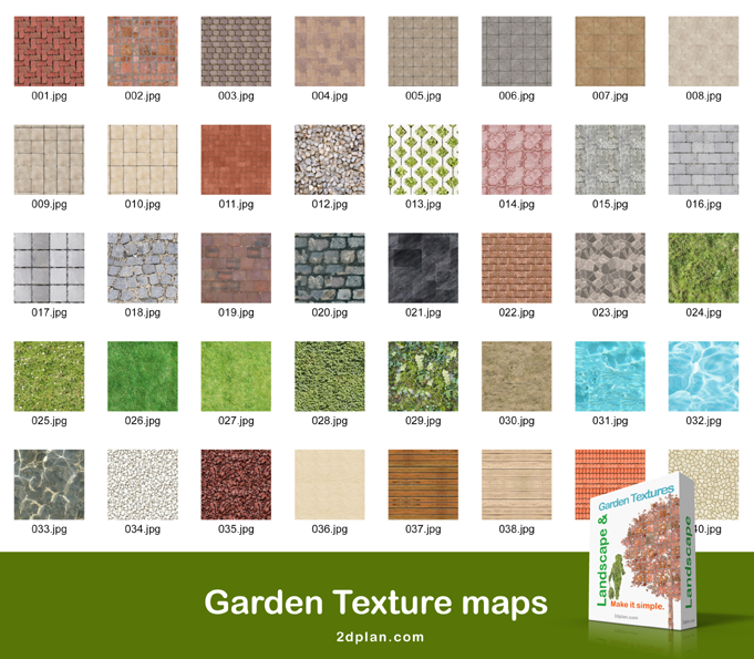 Garden plan texture maps images for rendering garden plans
