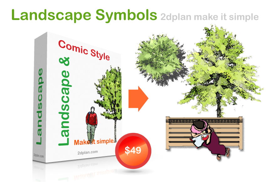 Landscape illustrations symbols - comic style