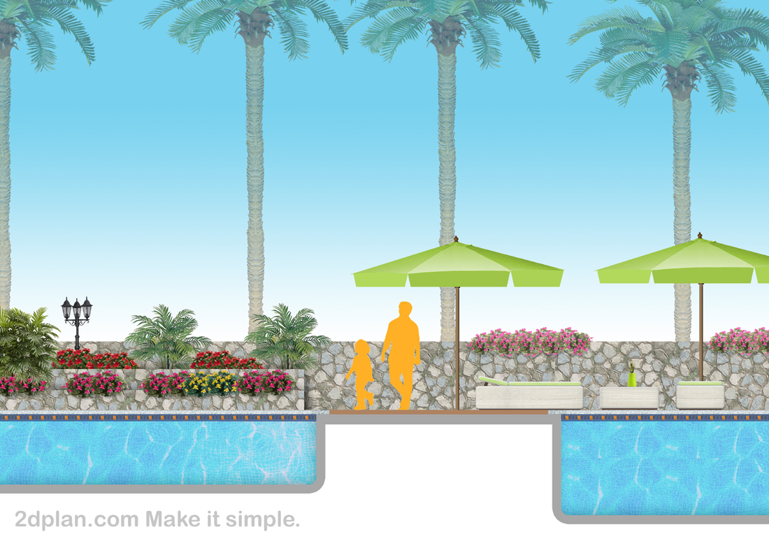 Swimming pool rendering elevation